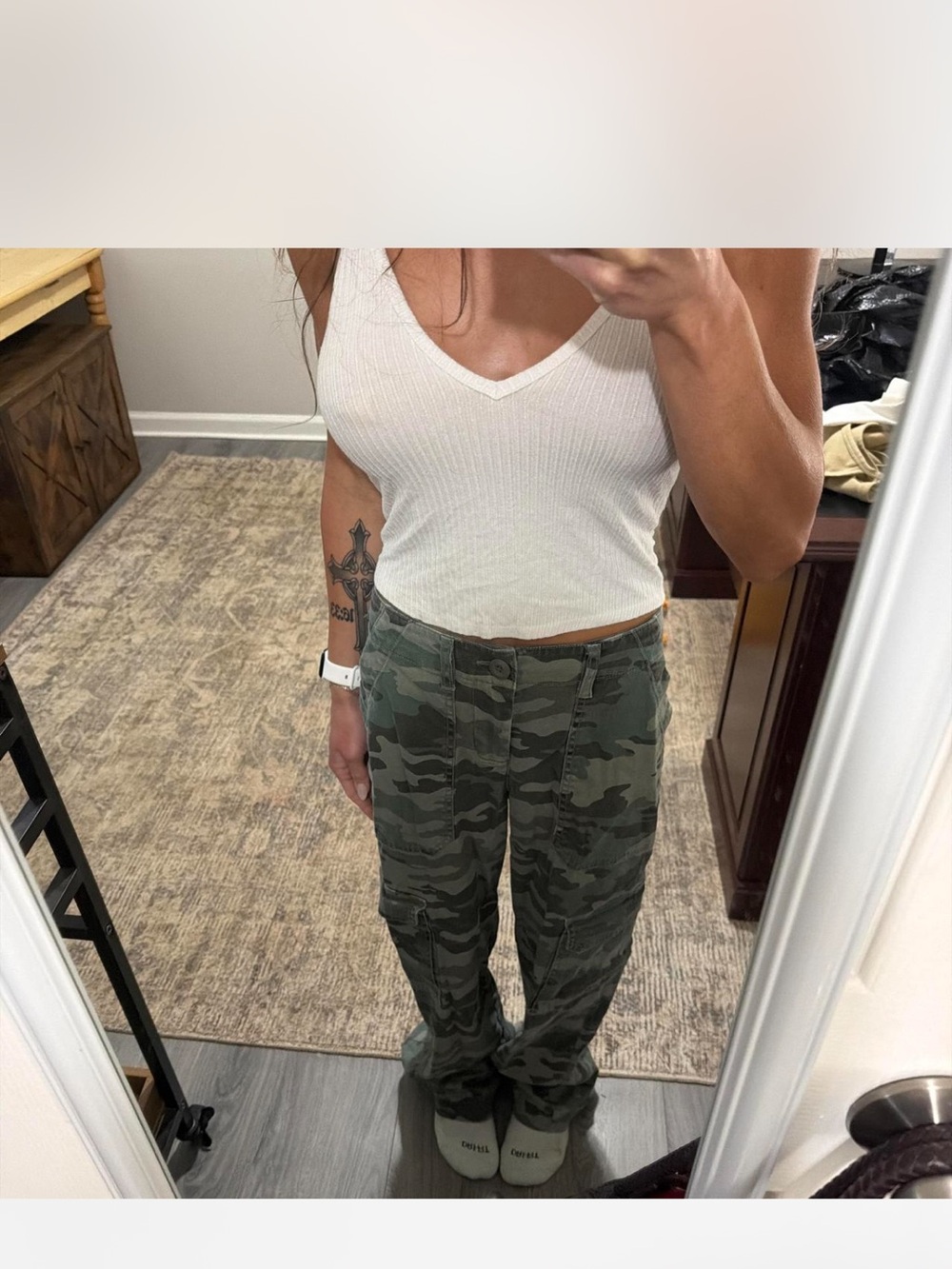 Target Women's Wide Leg Camo Cargo Pants - Green